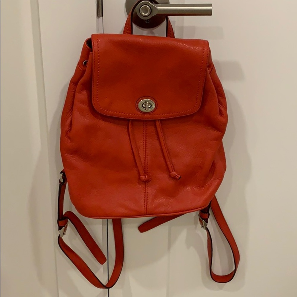 Coach Red Leather Backpack
